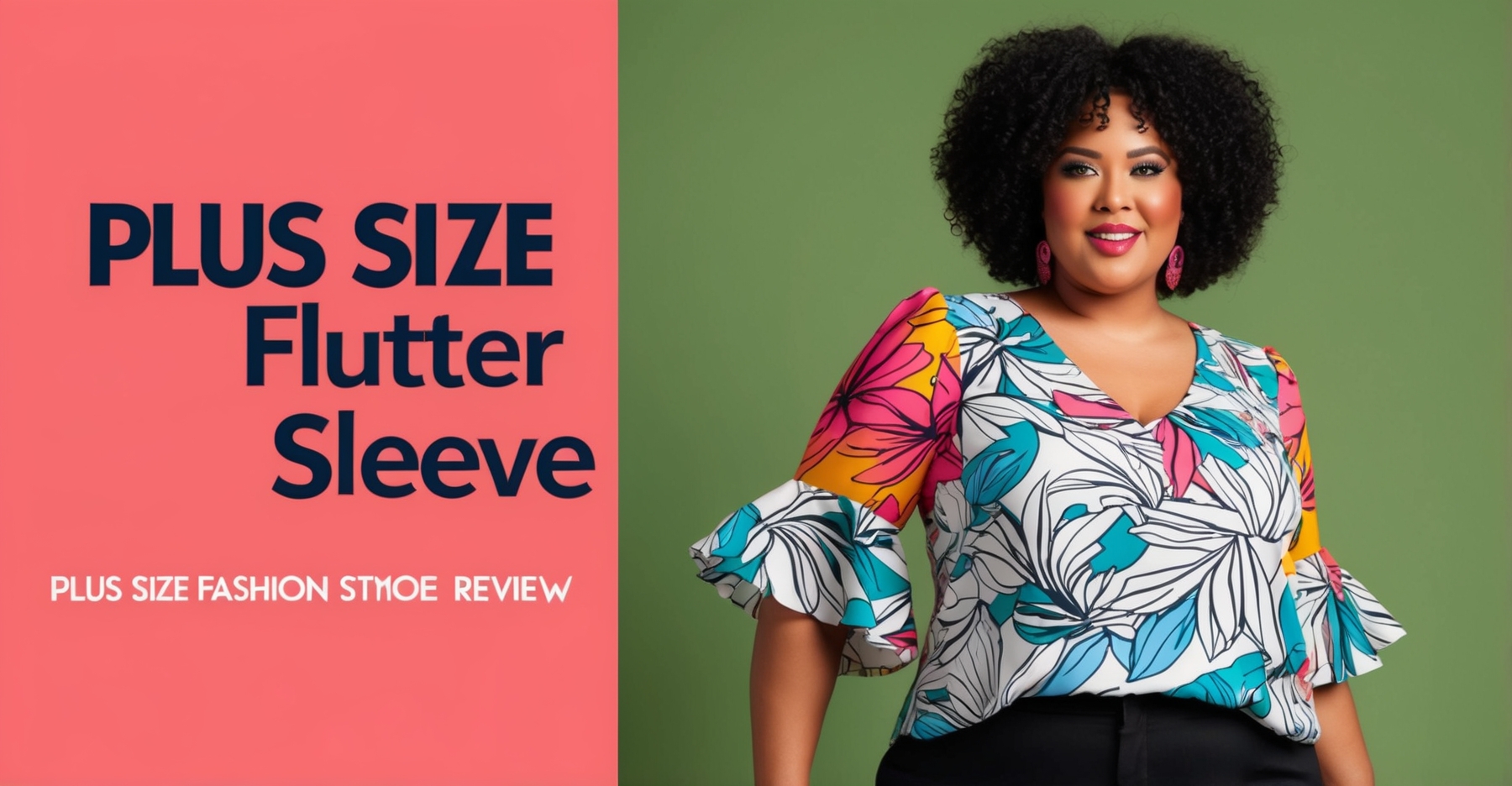 Plus Size Flutter Sleeve Blouse